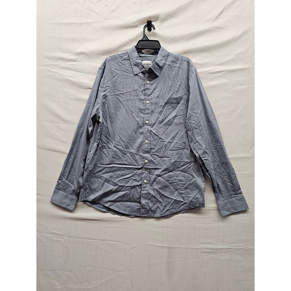 Goodfellow & Co Mens Stripe Button Down Shirt Blue Cotton Blend Casual Size L